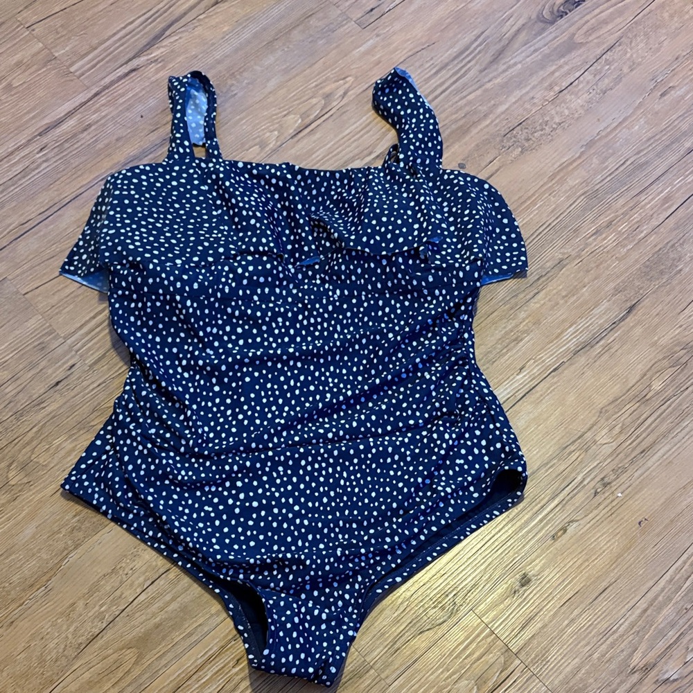 Kona Sol Navy Polka Dot One Piece Swimsuit